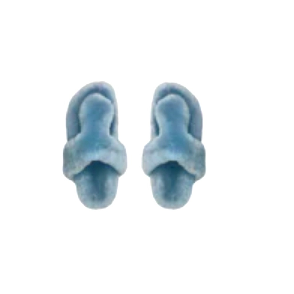 Pologeorgis luxury shearling sandal in ice blue. never worn